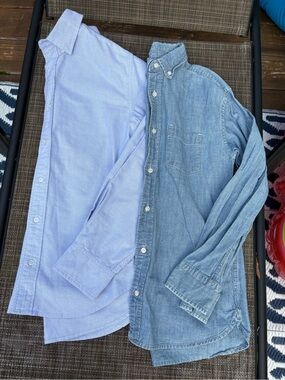 Preppy Crewcuts Boys Size 14 Button Down Shirt Bundle Blue Oxford & Chambray